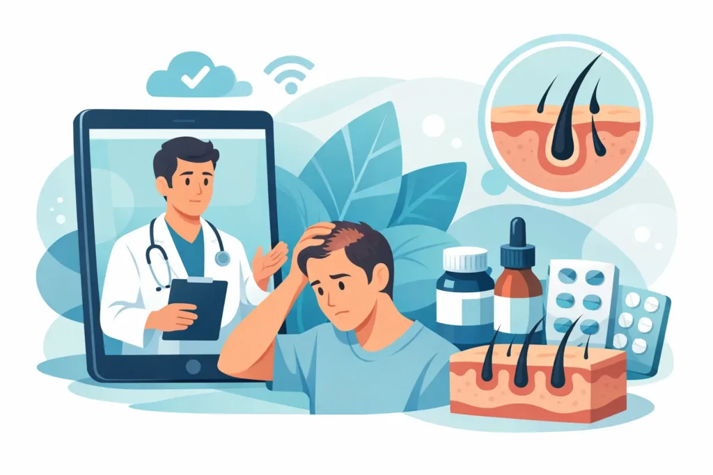 Tratamento médico online para queda de cabelo