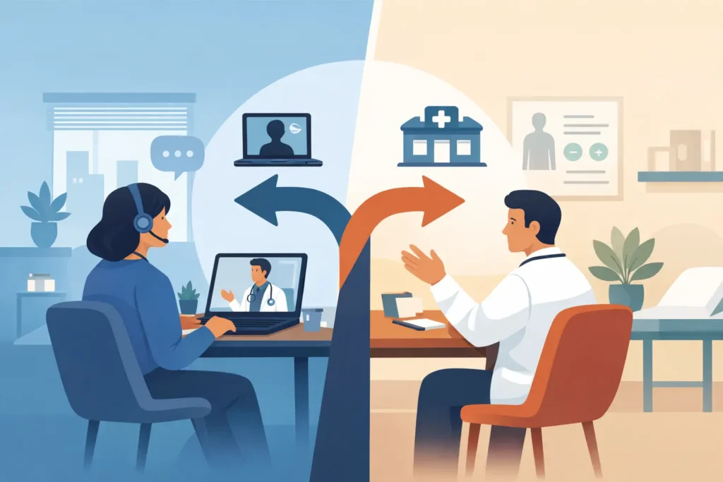 Consulta online ou presencial: como escolher