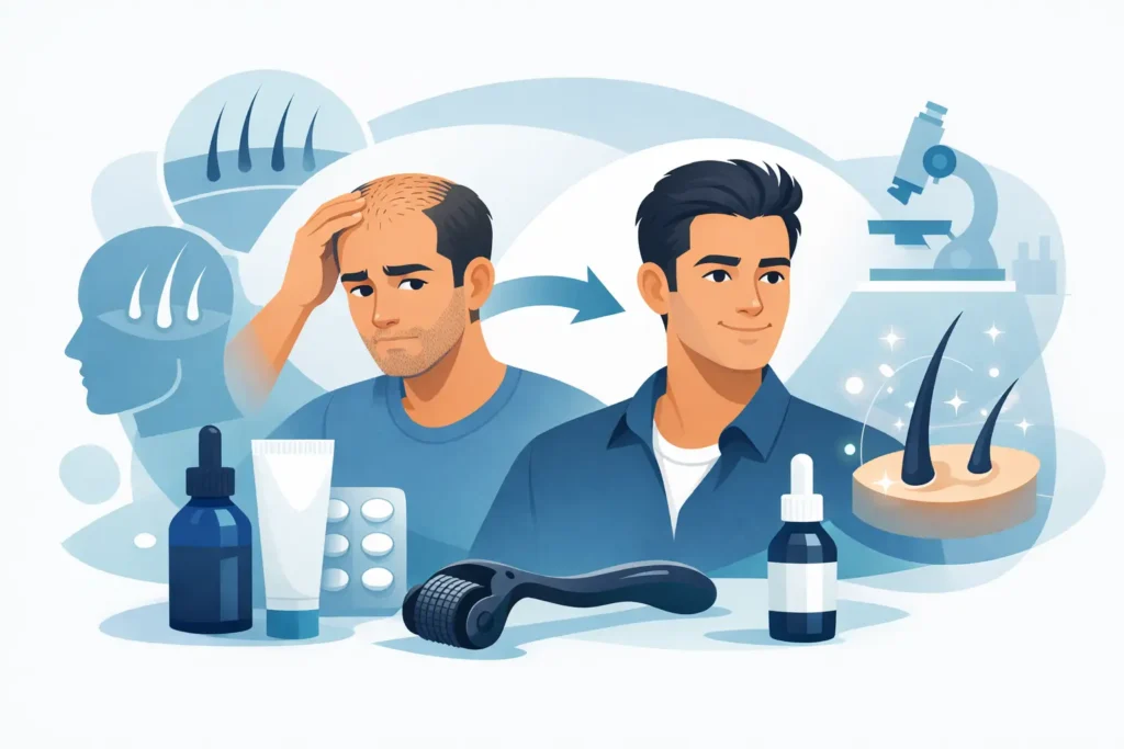 Queda cabelo masculina tratamento: o que resulta