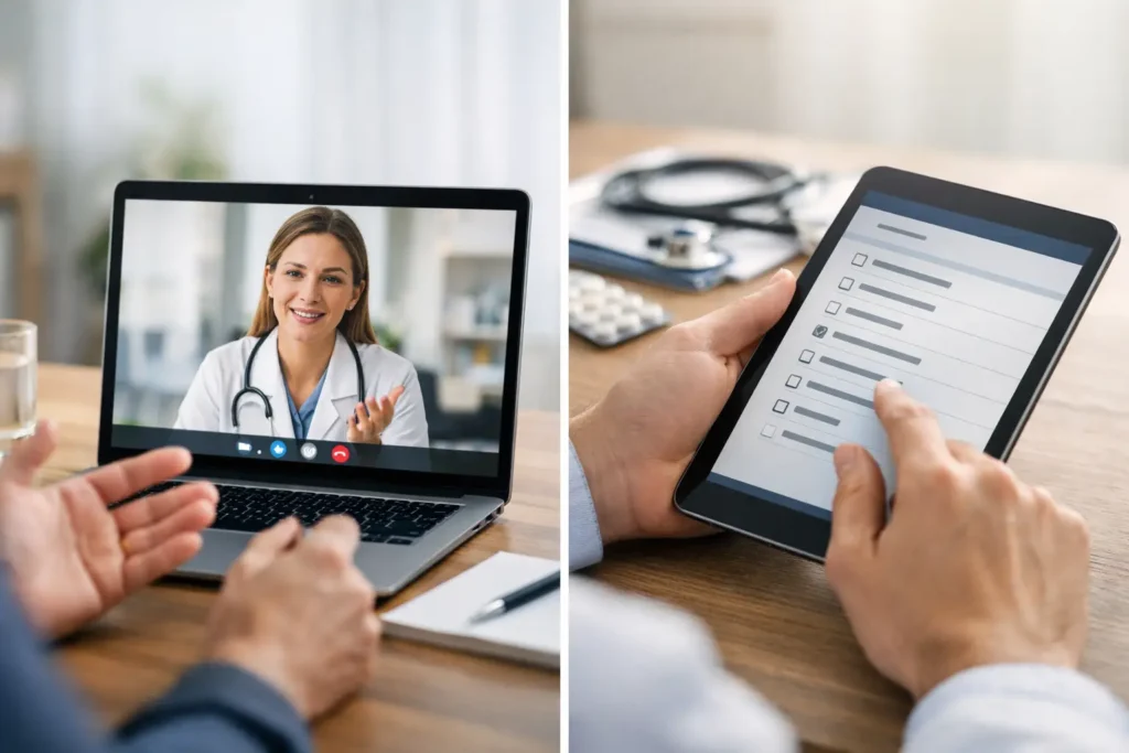 Videochamada ou questionário médico?